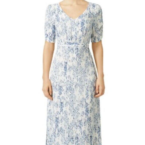 Anthropologie Paper Crown Lafayette Blue Floral Maxi Dress Size 4 Blue - Picture 1 of 10
